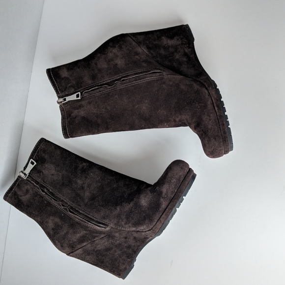 Prada brown suede wedge boots - Picture 6 of 8